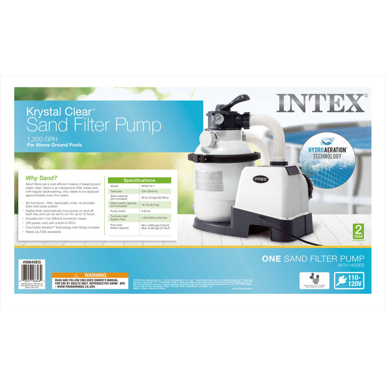 Intex Krystal Clear 1500 GPH Sand Filter Pump for Above Ground